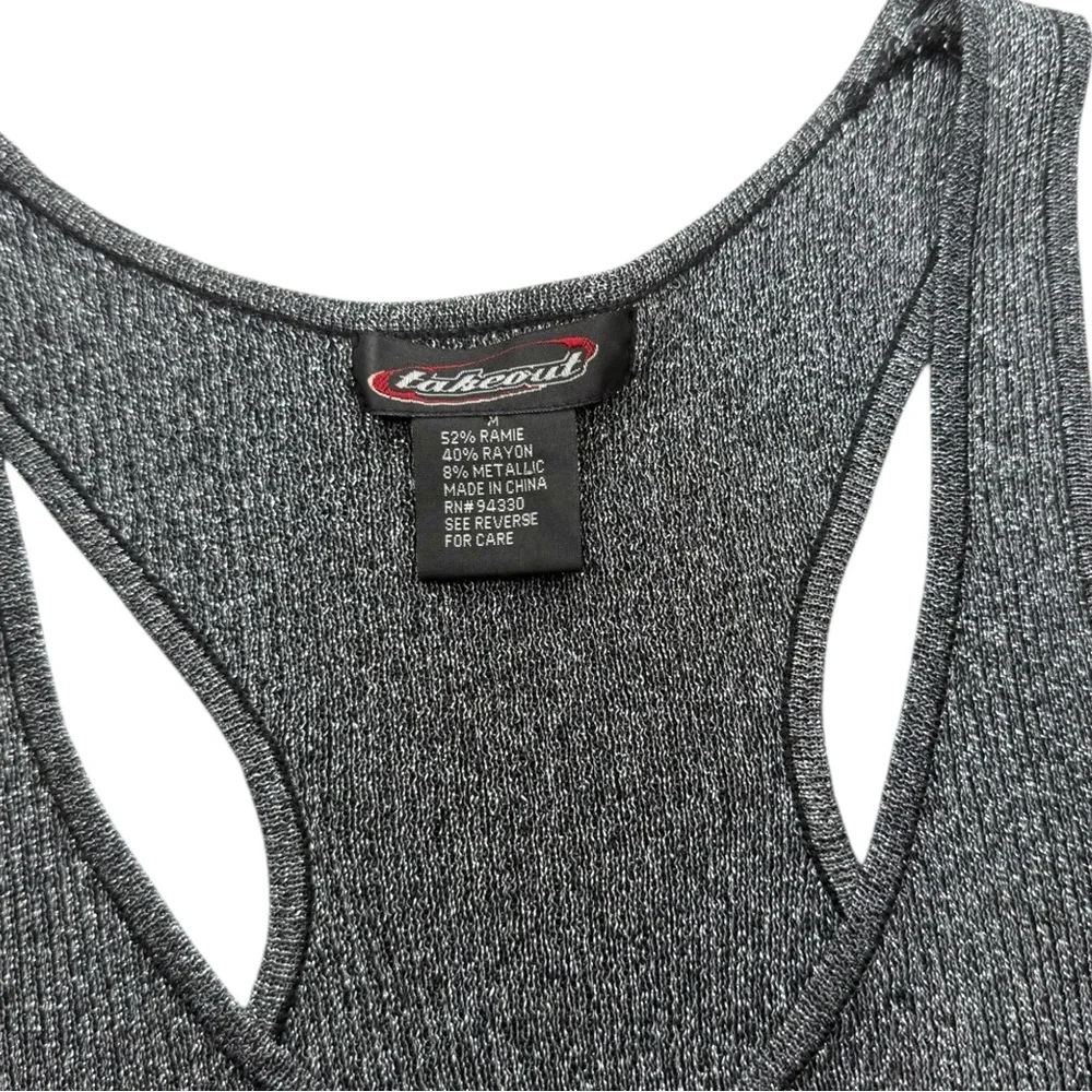 Vintage 90s Takeout Metal Ribbed Tank Top Size Medium - Picture 4 of 4